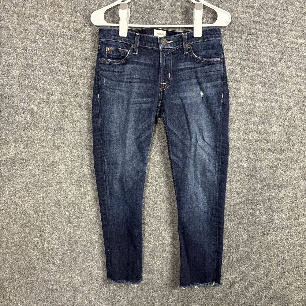 Hudson Muse Crop Skinny Jeans Womens Size 27 Blue Dark Wash Distressed